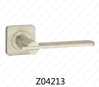 Zamak Zinc Alloy Aluminum Rosette Door Handle with Round Rosette (Z04213)