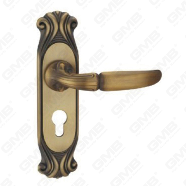 Door Handle Pull Wooden Door Hardware Handle Lock Door Handle on Plate for Mortise Lockset by Zinc Alloy or Steel Door Plate Handle (ZM63101-DYB)