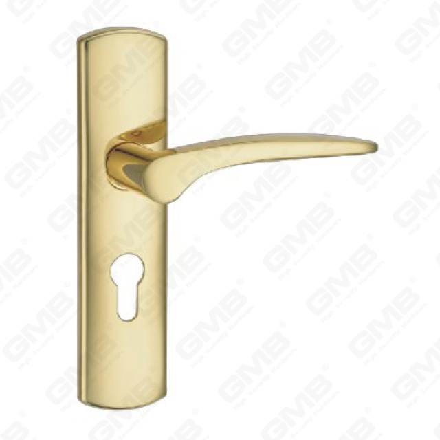 Door Handle Pull Wooden Door Hardware Handle Lock Door Handle on Plate for Mortise Lockset by Zinc Alloy or Steel Door Plate Handle (ZM60117-GPB)