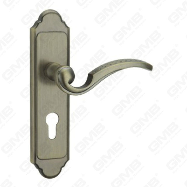 Door Handle Pull Wooden Door Hardware Handle Lock Door Handle on Plate for Mortise Lockset by Zinc Alloy or Steel Door Plate Handle (CM588-C33-DAB)