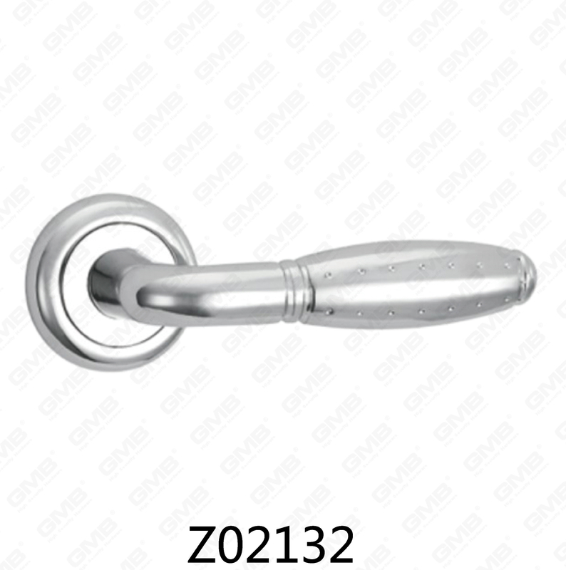 Zamak Zinc Alloy Aluminum Rosette Door Handle with Round Rosette (Z02132)