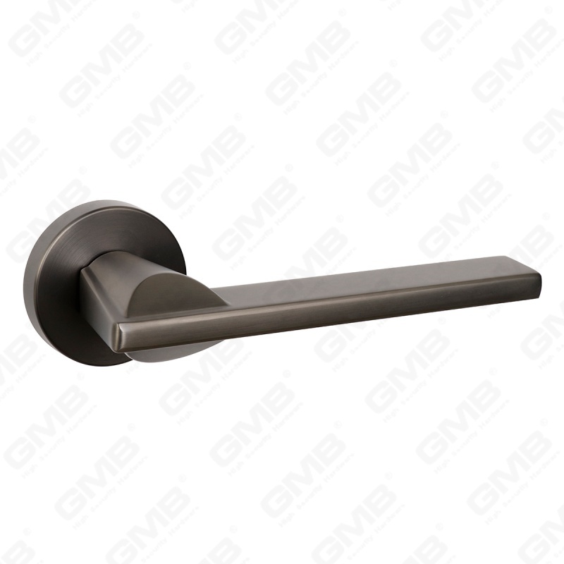 Modern Simple Solid Zinc Alloy Split Door Lock Handle on Round Rosette（Z062407）