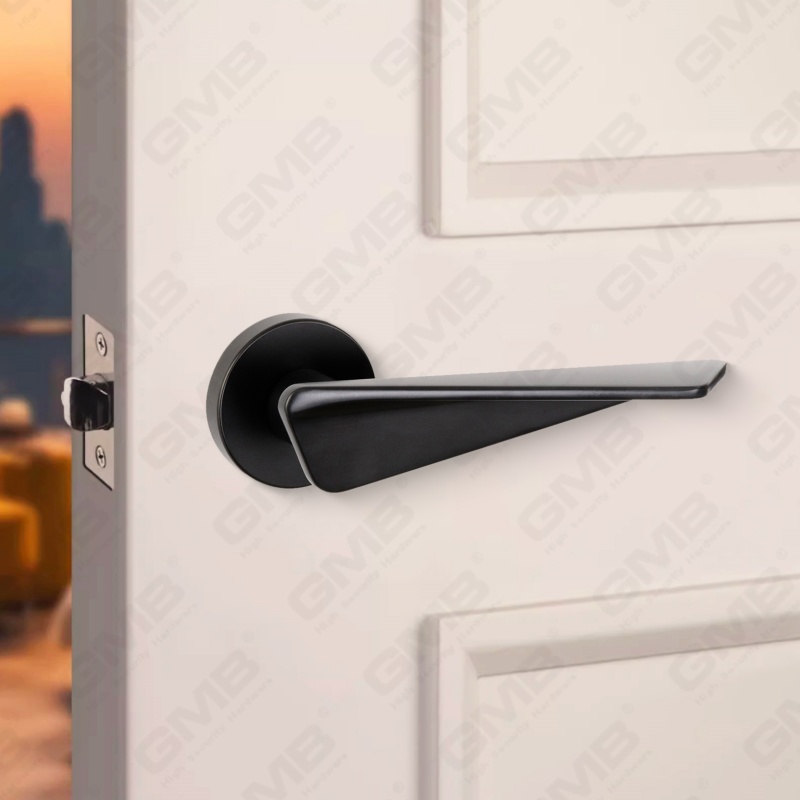 Modern Simple Solid Zinc Alloy Split Door Lock Handle on Round Rosette（Z062415）