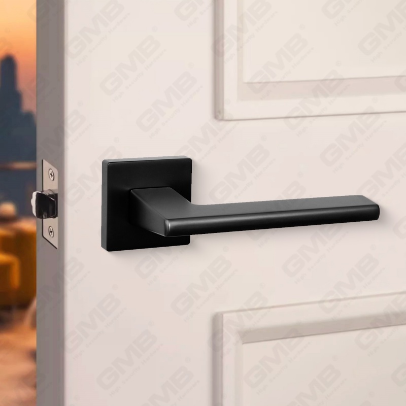 Modern Simple Solid Zinc Alloy Split Door Lock Handle on Square Rosette（Z072508）