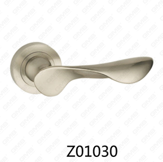 Zamak Zinc Alloy Aluminum Rosette Door Handle with Round Rosette (Z01030)