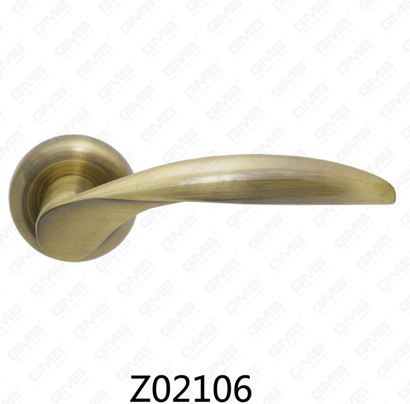Zamak Zinc Alloy Aluminum Rosette Door Handle with Round Rosette (Z02106)