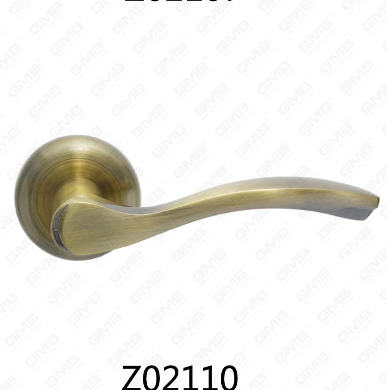 Zamak Zinc Alloy Aluminum Rosette Door Handle with Round Rosette (Z02110)