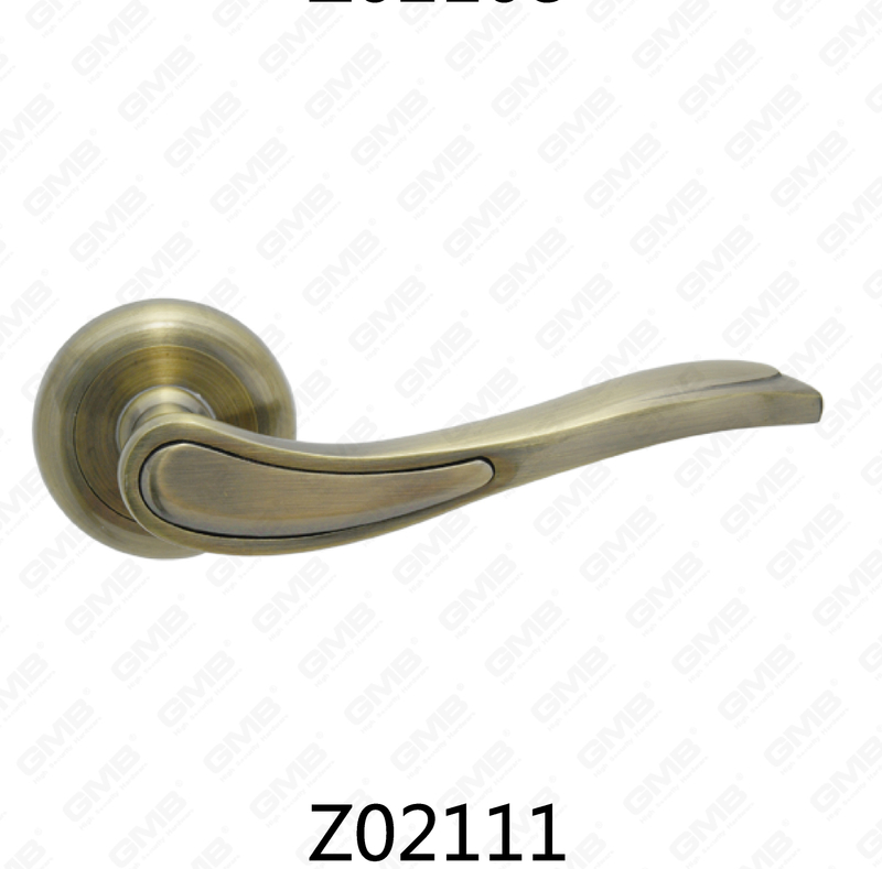 Zamak Zinc Alloy Aluminum Rosette Door Handle with Round Rosette (Z02111)