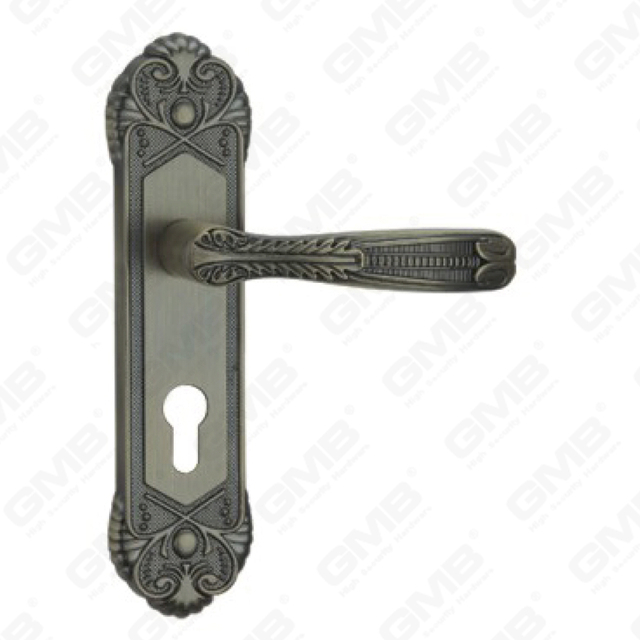 Door Handle Pull Wooden Door Hardware Handle Lock Door Handle on Plate for Mortise Lockset by Zinc Alloy or Steel Door Plate Handle (CM598-C35-DAB)