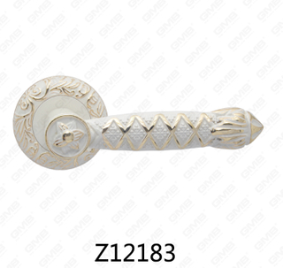Zamak Zinc Alloy Aluminum Rosette Door Handle with Round Rosette (Z12183)