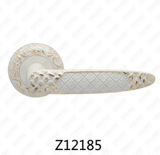 Zamak Zinc Alloy Aluminum Rosette Door Handle with Round Rosette (Z12185)