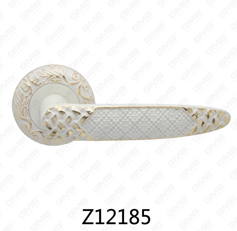 Zamak Zinc Alloy Aluminum Rosette Door Handle with Round Rosette (Z12185)