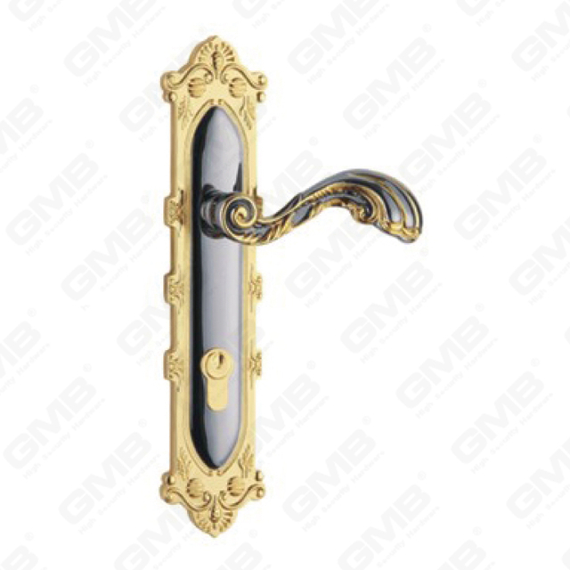 Door Handle Pull Wooden Door Hardware Handle Lock Door Handle on Plate for Mortise Lockset by Zinc Alloy or Steel Door Plate Handle (ZL917-E48-HG)
