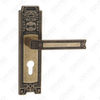 Door Handle Pull Wooden Door Hardware Handle Lock Door Handle on Plate for Mortise Lockset by Zinc Alloy or Steel Door Plate Handle (ZM632B32-DHB)