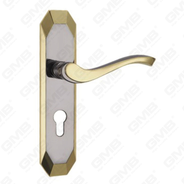 Door Handle Pull Wooden Door Hardware Handle Lock Door Handle on Plate for Mortise Lockset by Zinc Alloy or Steel Door Plate Handle (CM569-C13-KJ)