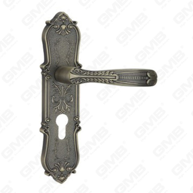 Door Handle Pull Wooden Door Hardware Handle Lock Door Handle on Plate for Mortise Lockset by Zinc Alloy or Steel Door Plate Handle (CM575-C35-DAB)