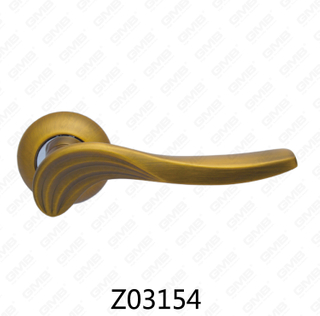Zamak Zinc Alloy Aluminum Rosette Door Handle with Round Rosette (Z02154)