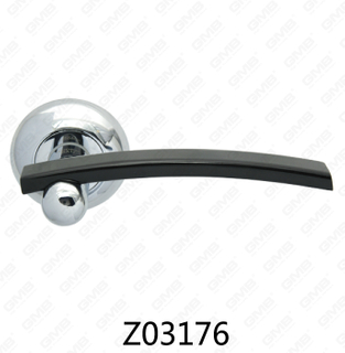 Zamak Zinc Alloy Aluminum Rosette Door Handle with Round Rosette (Z02176)
