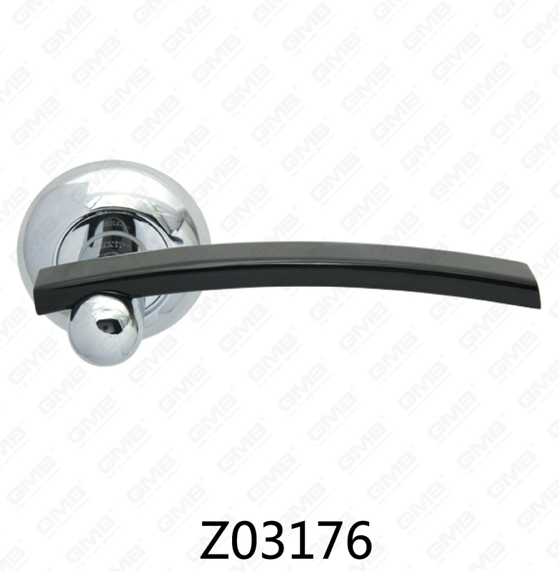 Zamak Zinc Alloy Aluminum Rosette Door Handle with Round Rosette (Z02176)