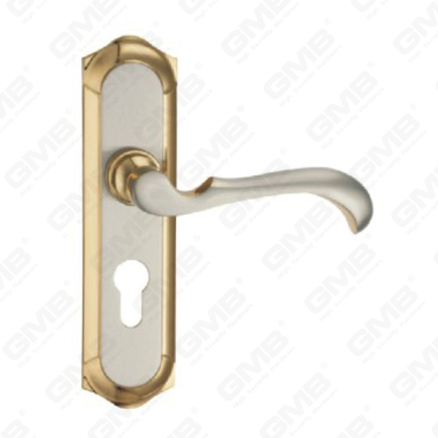 Door Handle Pull Wooden Door Hardware Handle Lock Door Handle on Plate for Mortise Lockset by Zinc Alloy or Steel Door Plate Handle (ZM60908-SN GPB)
