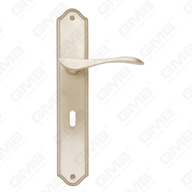 Brass Handles Wooden Door Hardware Handle Lock Door Handle on Plate for Mortise Lockset (B-PM9974-SN)