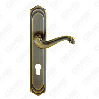 Brass Handles Wooden Door Hardware Handle Lock Door Handle on Plate for Mortise Lockset (B-PM1909-AB)