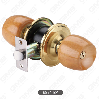 Security Keyed Ball Wood Lock Cylindrical Knob Door Lock [5831-BA]