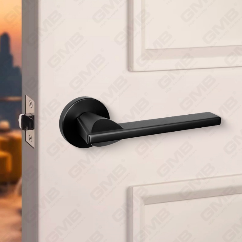 Modern Simple Solid Zinc Alloy Split Door Lock Handle on Round Rosette（Z062407）