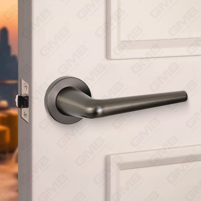 Modern Simple Solid Zinc Alloy Split Door Lock Handle on Round Rosette（Z062405）