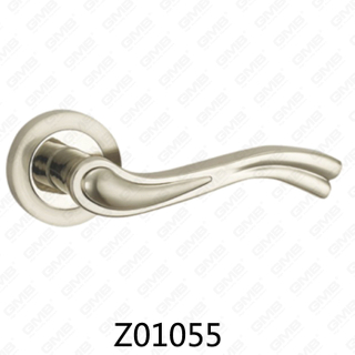 Zamak Zinc Alloy Aluminum Rosette Door Handle with Round Rosette (Z01055)