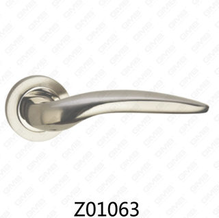 Zamak Zinc Alloy Aluminum Rosette Door Handle with Round Rosette (Z01063)