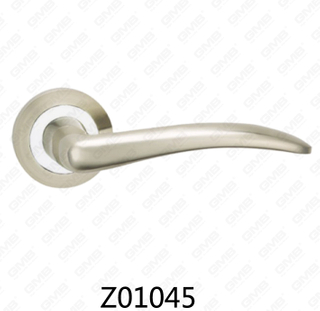 Zamak Zinc Alloy Aluminum Rosette Door Handle with Round Rosette (Z01045)