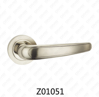 Zamak Zinc Alloy Aluminum Rosette Door Handle with Round Rosette (Z01051)