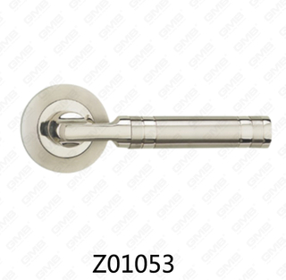 Zamak Zinc Alloy Aluminum Rosette Door Handle with Round Rosette (Z01053)