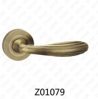 Zamak Zinc Alloy Aluminum Rosette Door Handle with Round Rosette (Z01079)