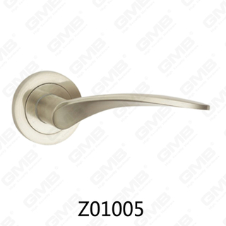 Zamak Zinc Alloy Aluminum Rosette Door Handle with Round Rosette (Z01005)