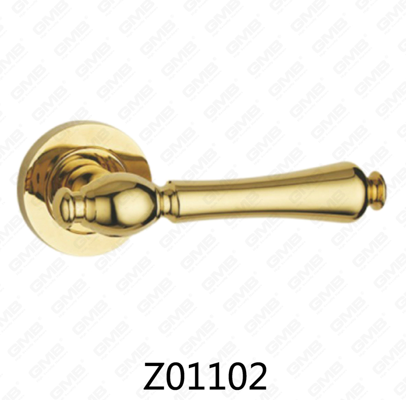 Zamak Zinc Alloy Aluminum Rosette Door Handle with Round Rosette (Z01102)