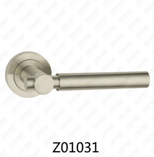 Zamak Zinc Alloy Aluminum Rosette Door Handle with Round Rosette (Z01031)