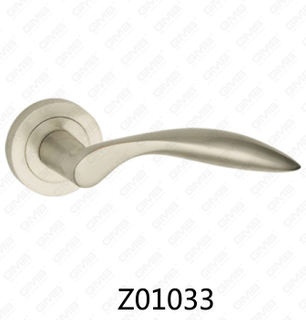 Zamak Zinc Alloy Aluminum Rosette Door Handle with Round Rosette (Z01033)