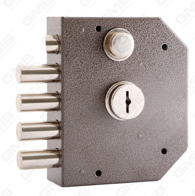 Security Nigh Latch Lock 4 pin Steel Deadbolt key hole Zamak Latch Rim Lock Quickly release Button Rim Cylinder Lock (1712)
