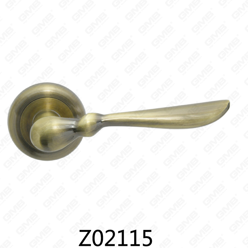 Zamak Zinc Alloy Aluminum Rosette Door Handle with Round Rosette (Z02115)