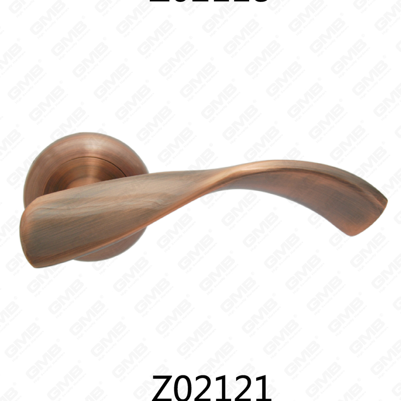Zamak Zinc Alloy Aluminum Rosette Door Handle with Round Rosette (Z02121)