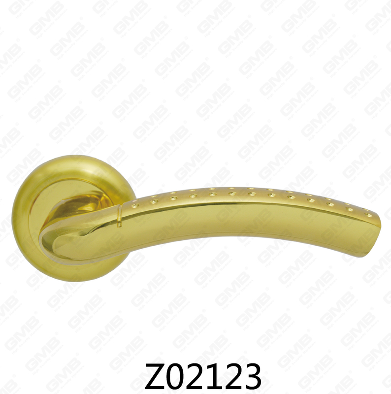 Zamak Zinc Alloy Aluminum Rosette Door Handle with Round Rosette (Z02123)