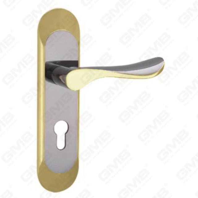 Door Handle Pull Wooden Door Hardware Handle Lock Door Handle on Plate for Mortise Lockset by Zinc Alloy or Steel Door Plate Handle (CM592-C109-KJ)