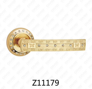 Zamak Zinc Alloy Aluminum Rosette Door Handle with Round Rosette (Z11179)