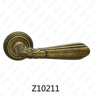 Zamak Zinc Alloy Aluminum Rosette Door Handle with Round Rosette (Z10211)
