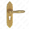 Door Handle Pull Wooden Door Hardware Handle Lock Door Handle on Plate for Mortise Lockset by Zinc Alloy or Steel Door Plate Handle (E626-E08-GPB)