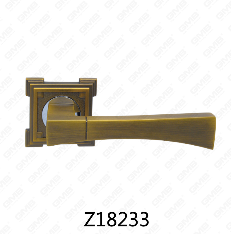 Zamak Zinc Alloy Aluminum Rosette Door Handle with Round Rosette (Z18233)
