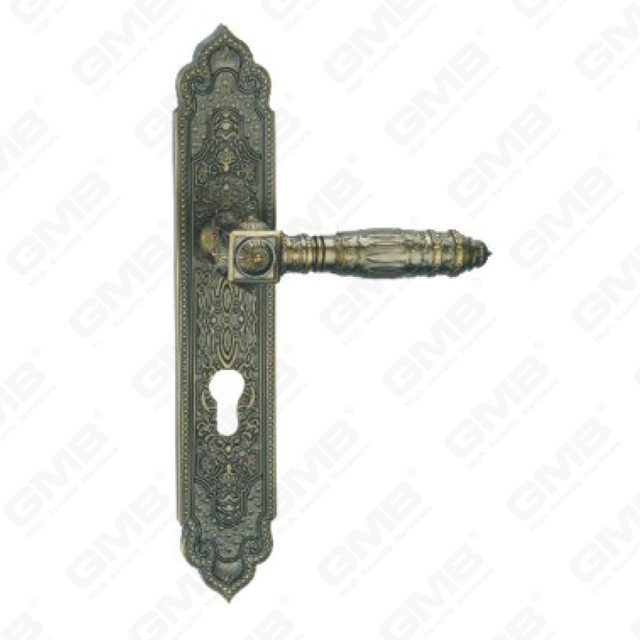 Door Handle Pull Wooden Door Hardware Handle Lock Door Handle on Plate for Mortise Lockset by Zinc Alloy or Steel Door Plate Handle (ZL926-E08-DAB)