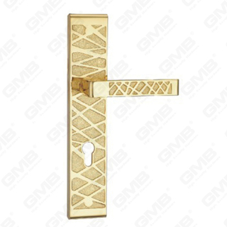 Door Handle Pull Wooden Door Hardware Handle Lock Door Handle on Plate for Mortise Lockset by Zinc Alloy or Steel Door Plate Handle (ZL98345-GPB)
